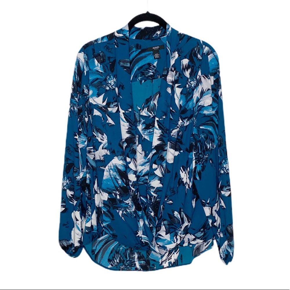 Alfani Teal Floral Blouse